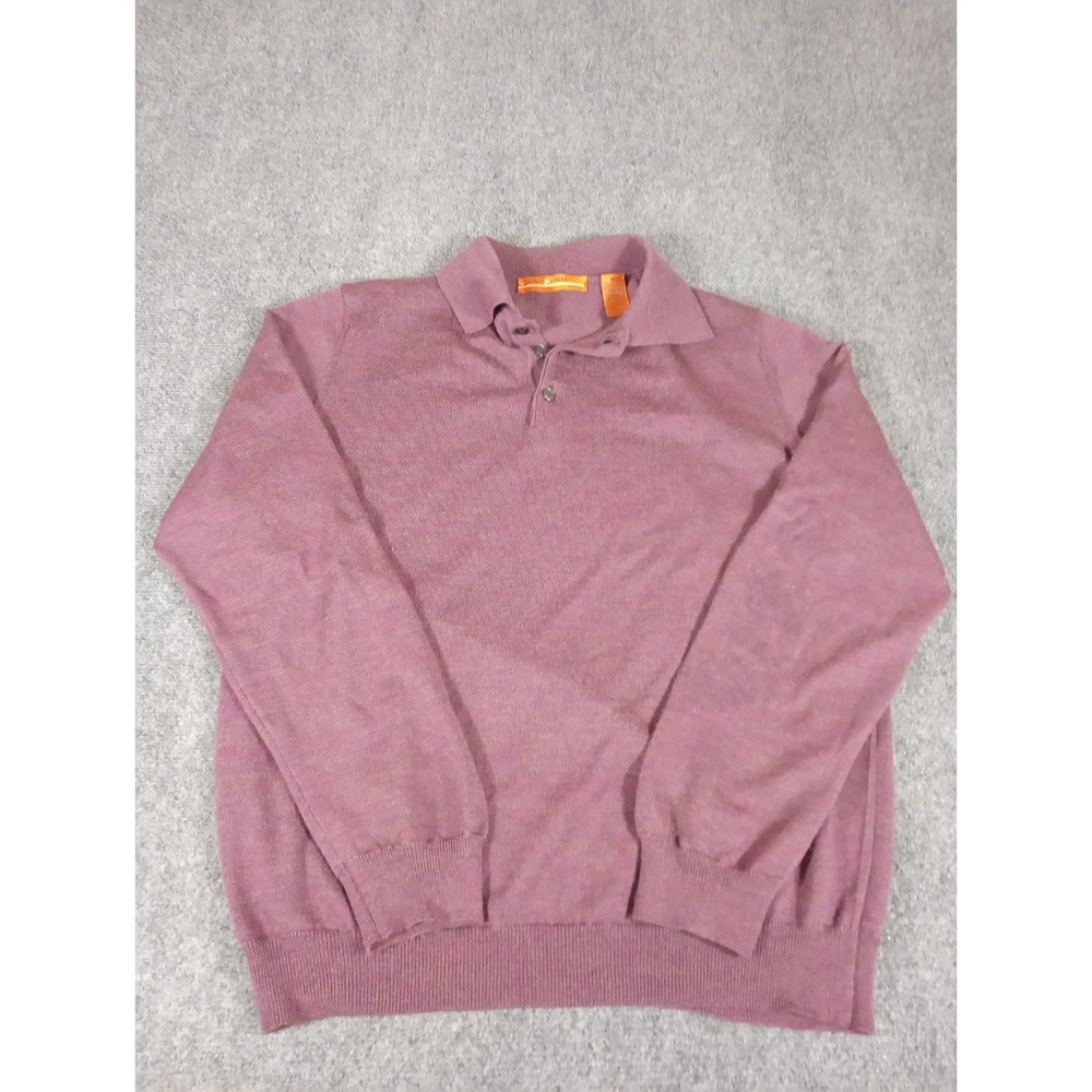 Sette Ponti Mens Large Merino Wool Burgundy Sweater Pullover  Sleeve Italy Made